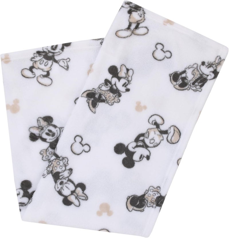 NoJo Disney Mickey and Minnie Mouse Black and White Super Soft Baby Blanket - Image 2